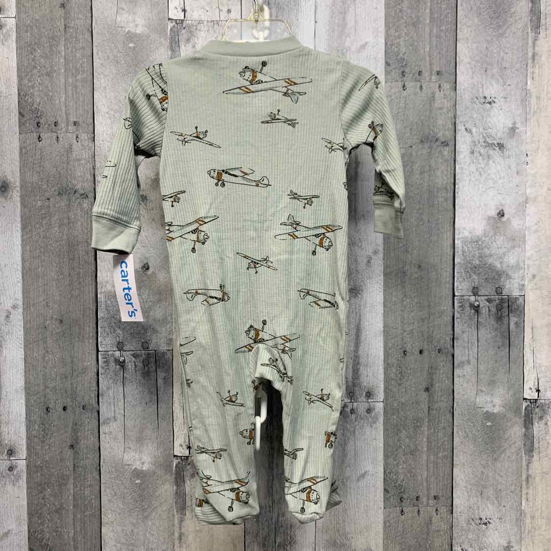 Size 6 Months Green Print Carter's Footy PJs