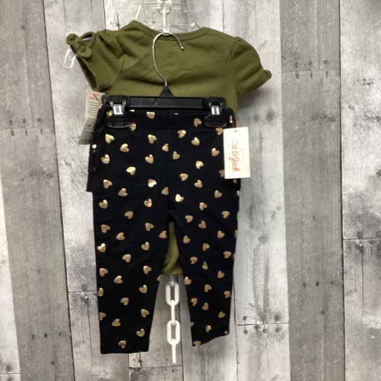 Size 6-9 Months Green/Black Cat & Jack Shirt/Leggings