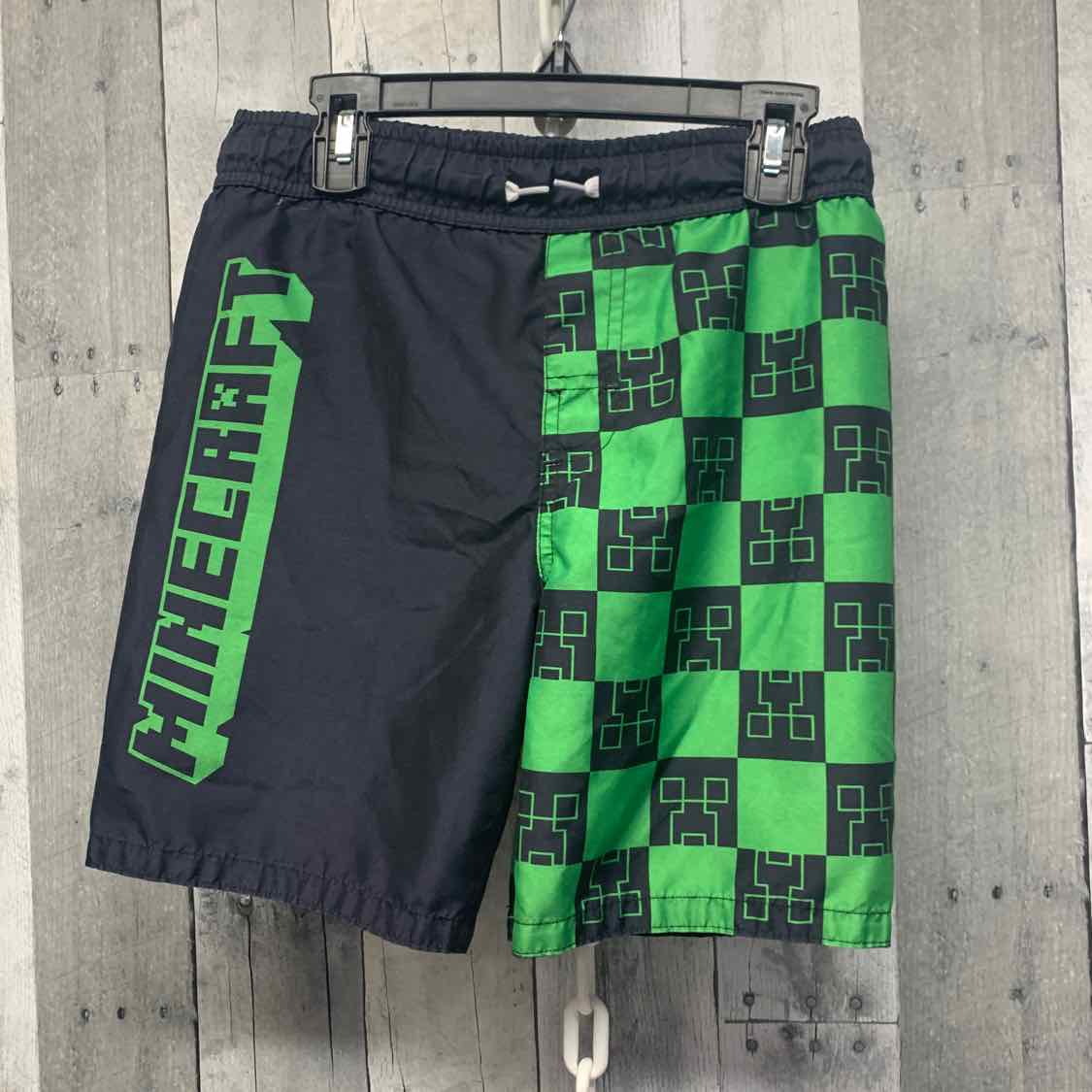 Size Medium Black/Green Minecraft Swim Trunks