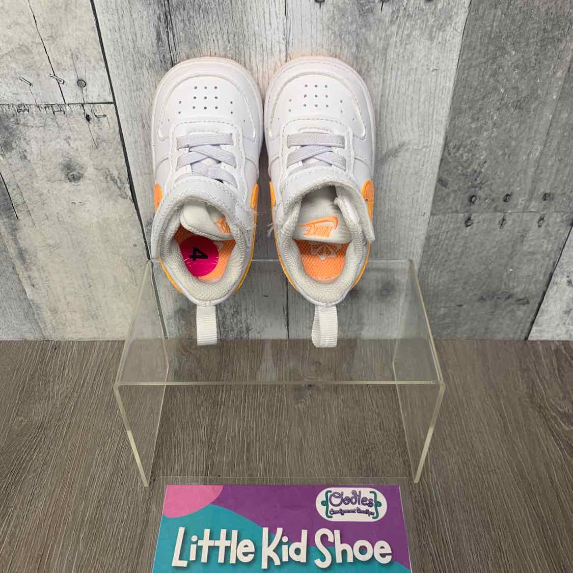 Size 4 White/Orange Sport Brand Sneakers