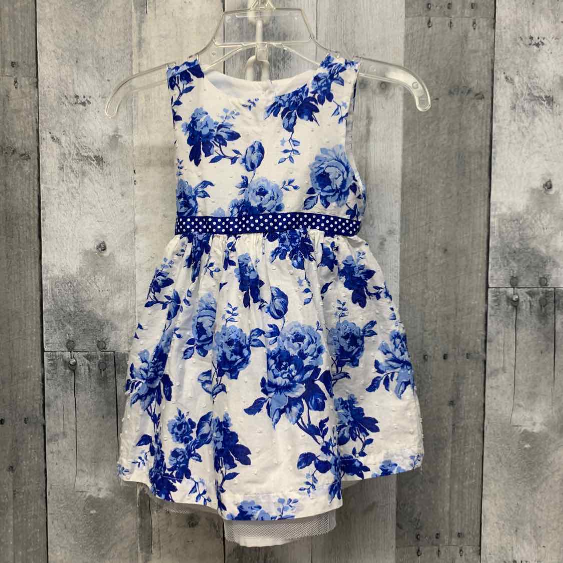 Size 12 Months White/Blue Nannette Dress