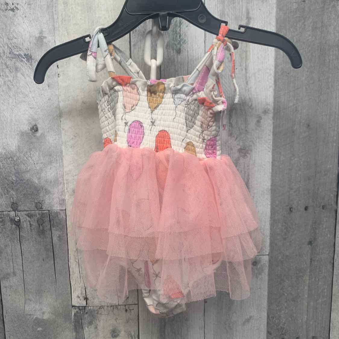 Size 0-6 Months White/Pink Bamboo Romper