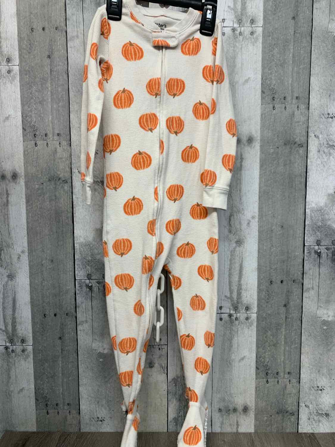Size 3T White/Orange Carter's Footy PJs