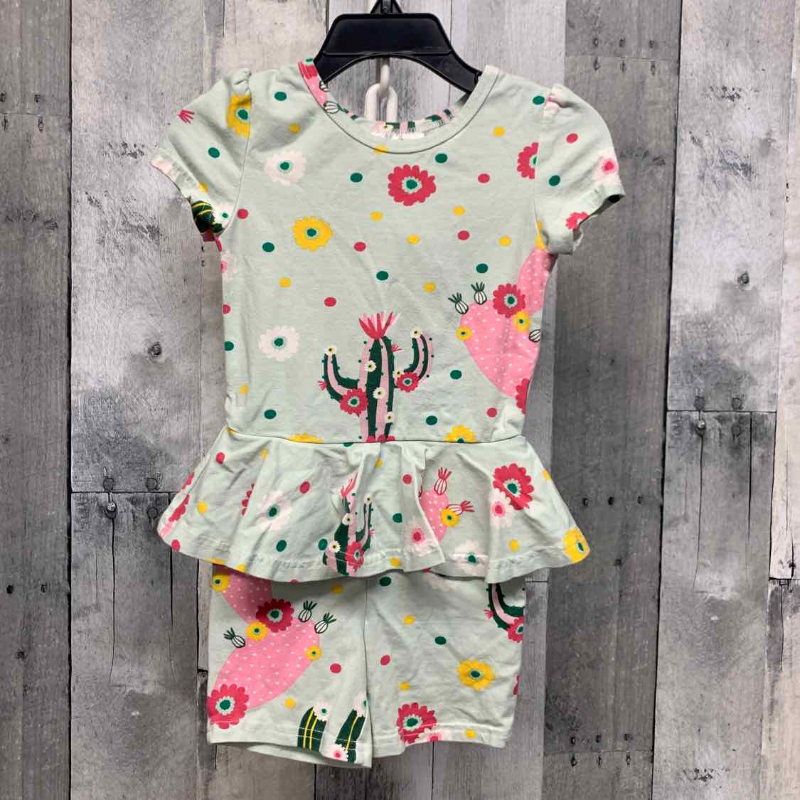 Size 2T Green Floral Print Dot Dot Smile Romper - OodlesCB