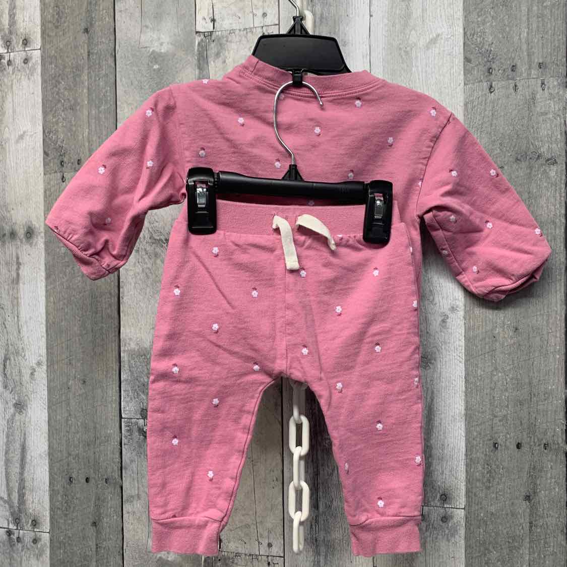 Size 9 Months Pink Floral Print Just One You Sweats - 2pc