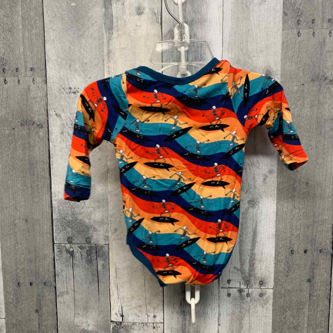 Size 0-3 Months Navy/Orange Bamboo Bodysuit