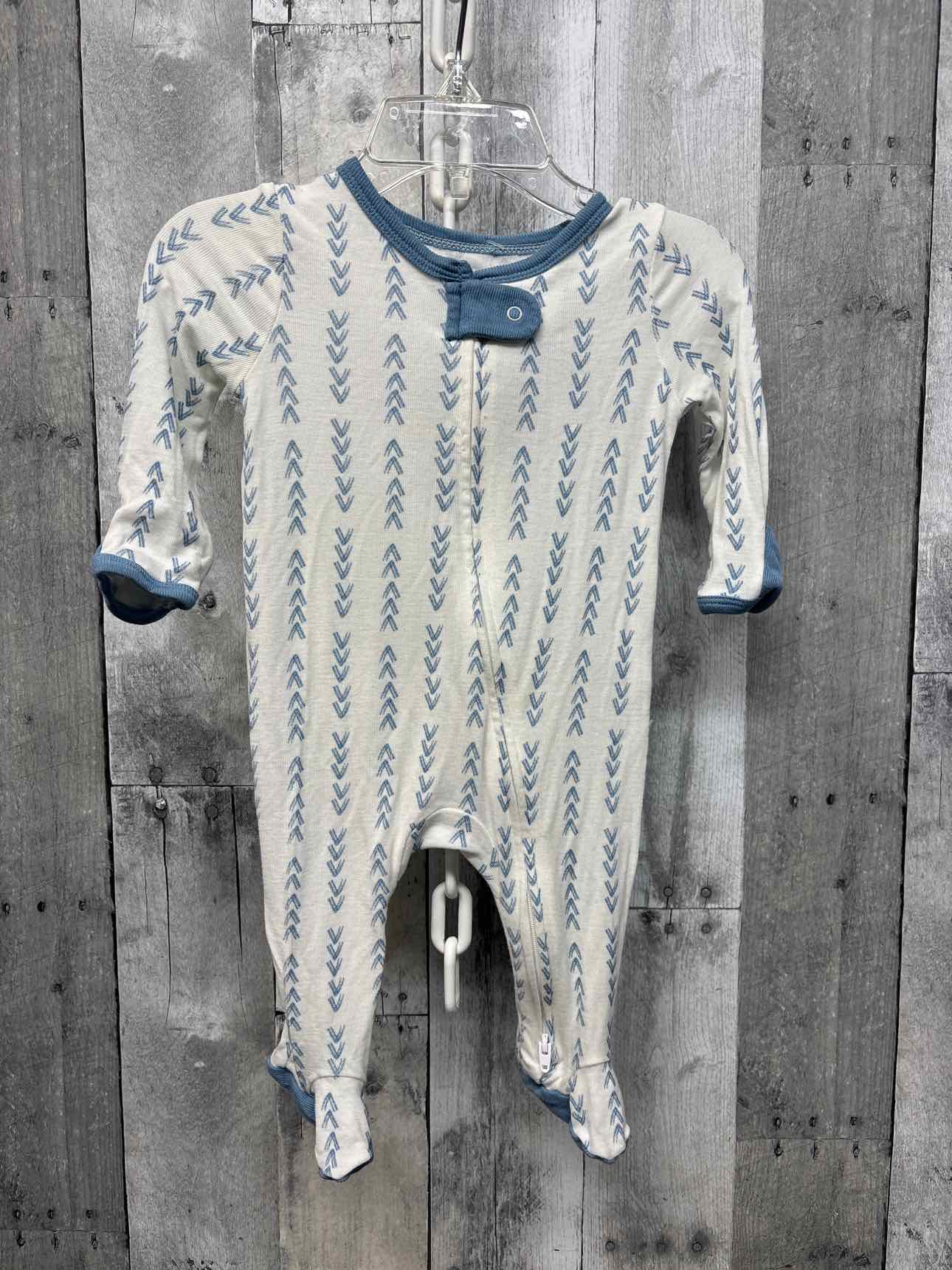 Size 0-3 Months White/Blue Cloud Island Footy PJs