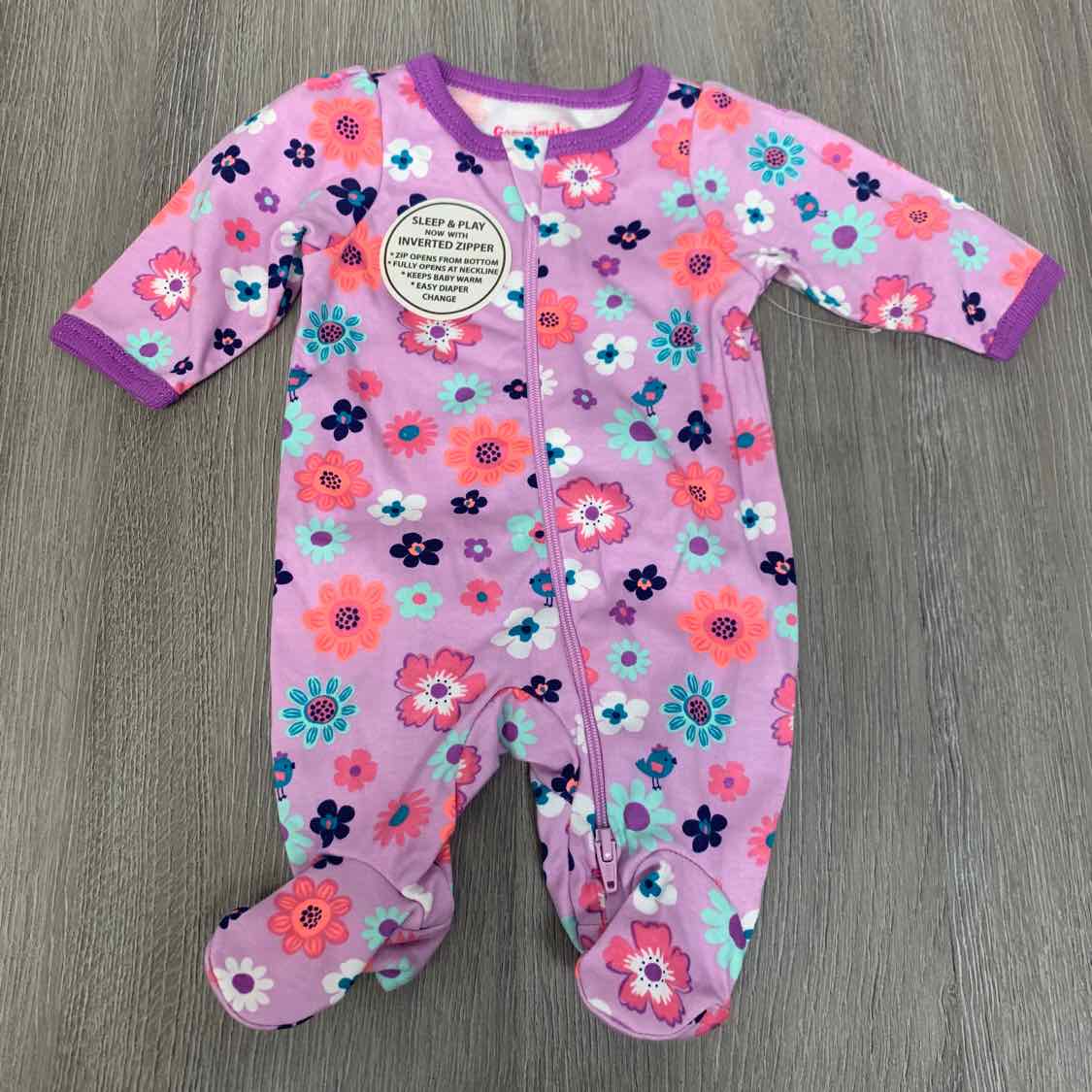 Size Preemie Purple Print Garanimals Footy PJs - OodlesCB