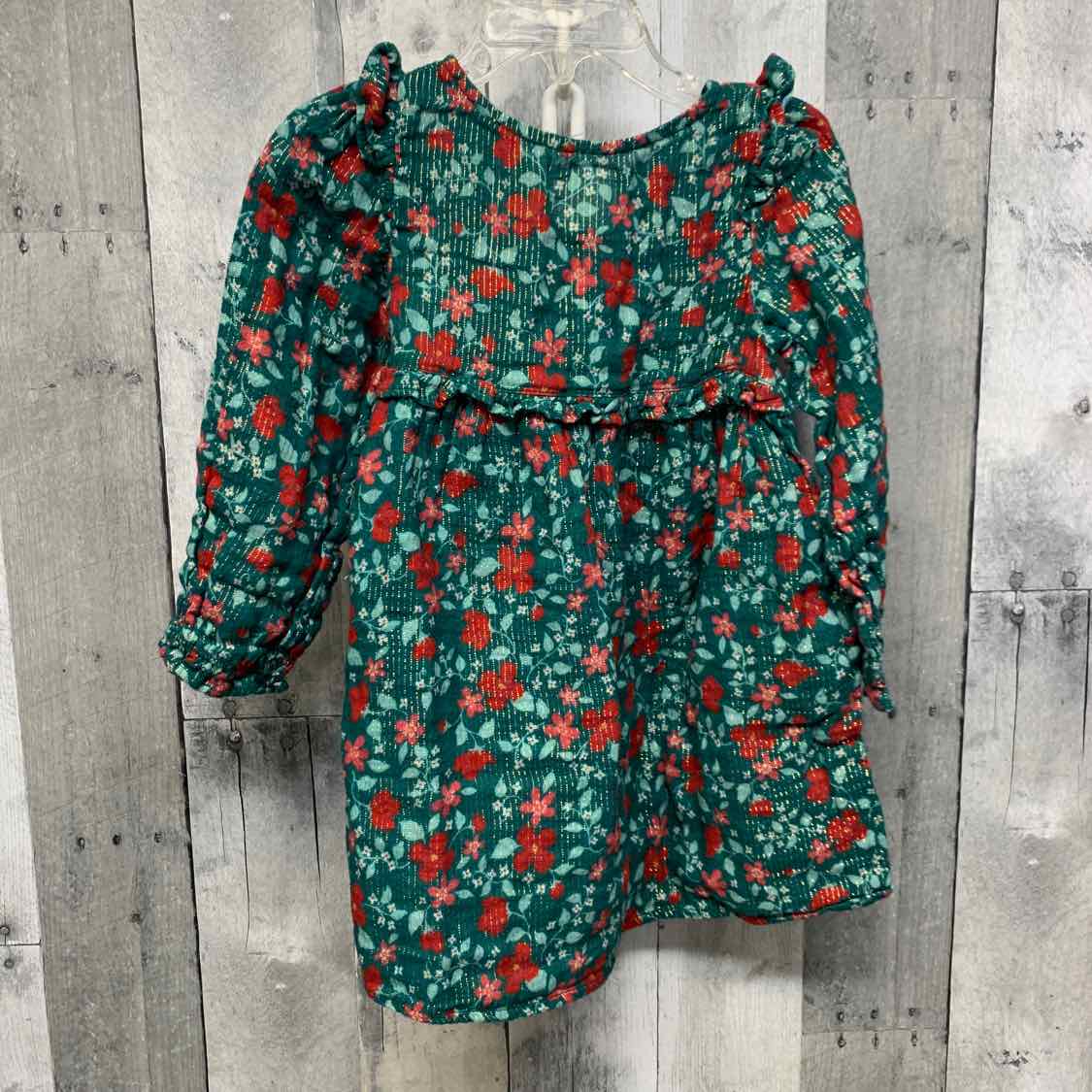Size 3T Green/Red Cat & Jack LS Dress