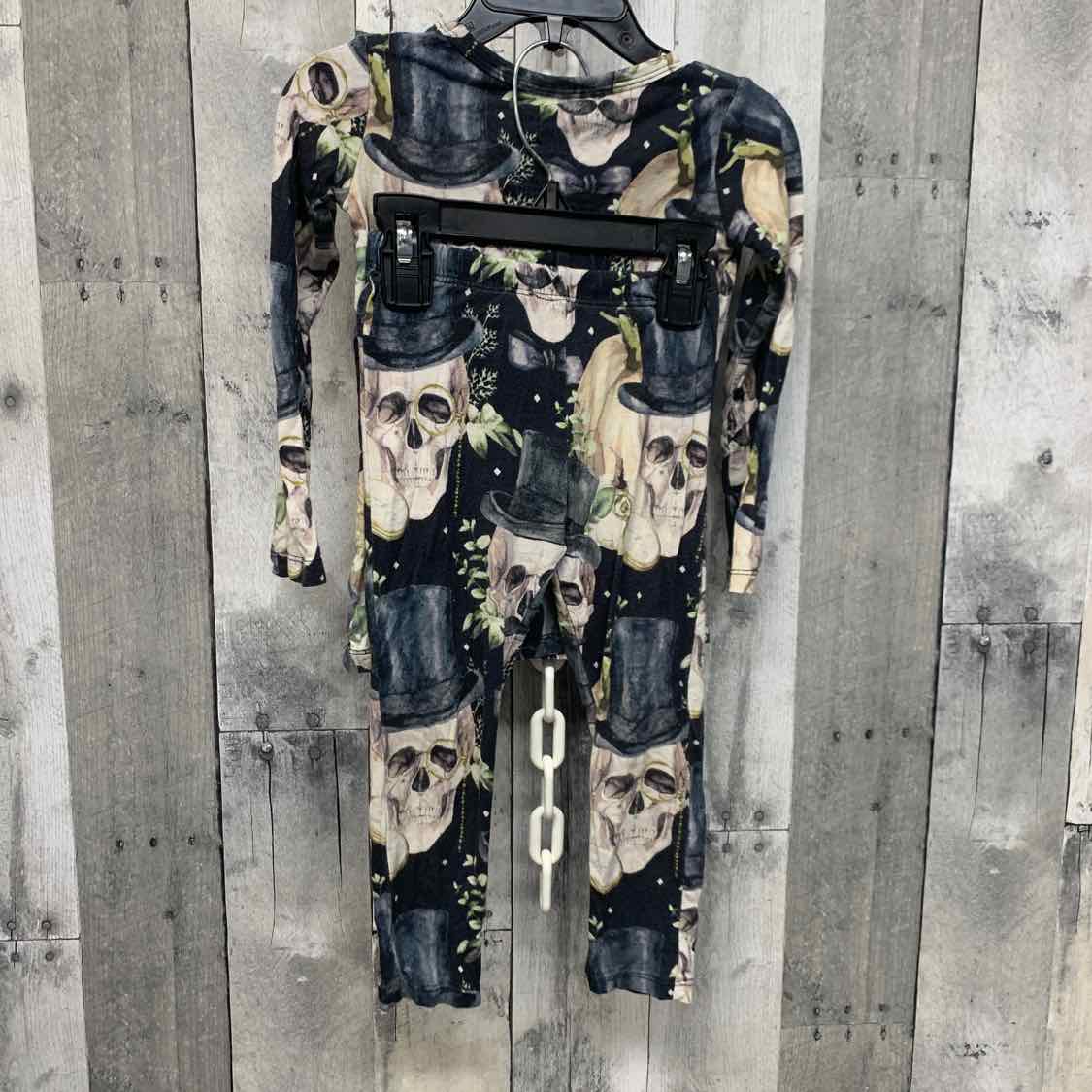 Size 2T Gray Print Posh Peanut 2pc PJs