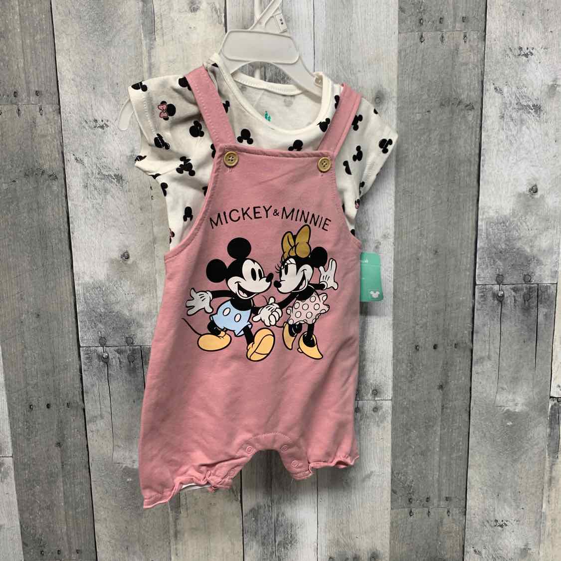 Size 12 Months White/Pink Disney Shirt/Shorts