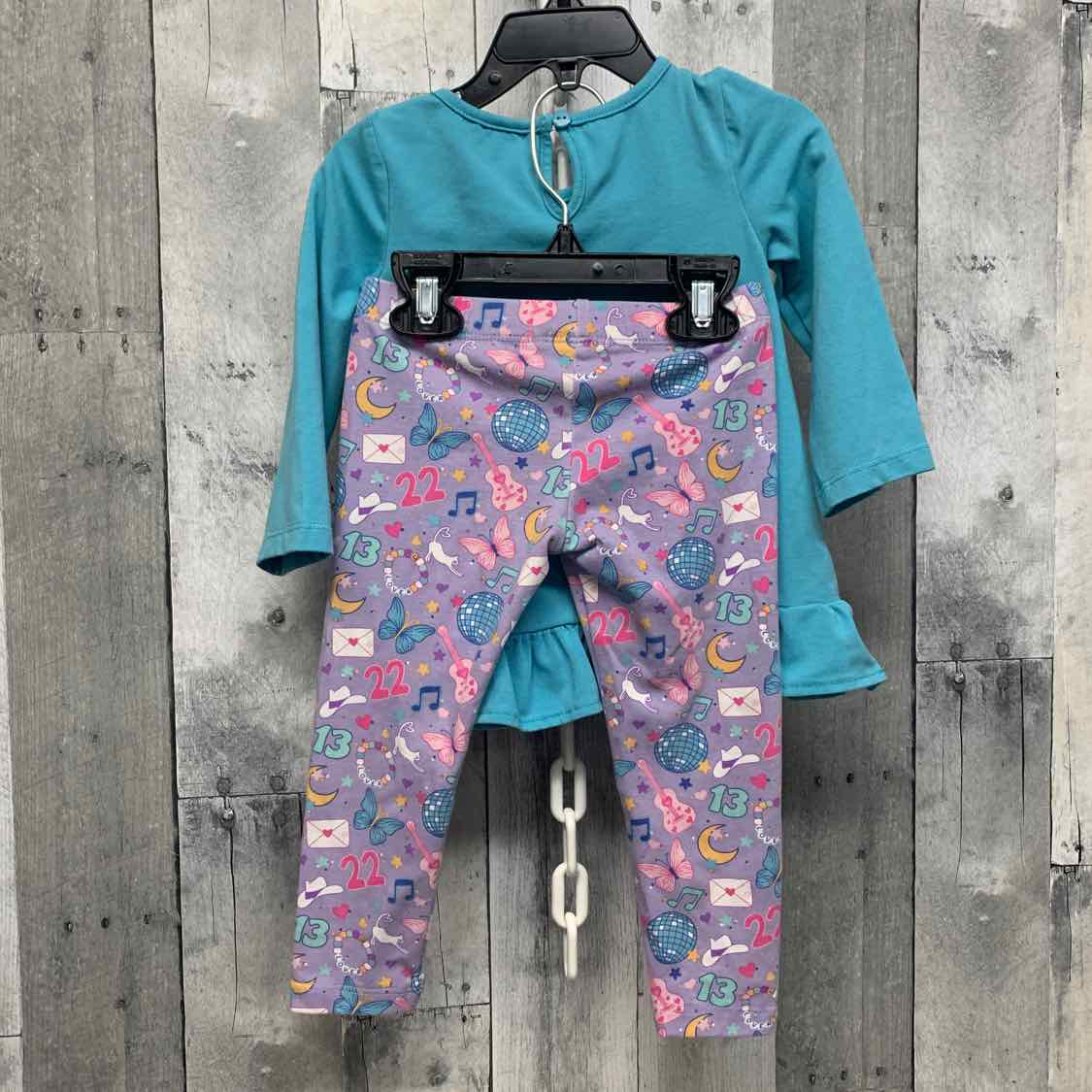 Size 2T Blue/Purple Rare Editions Shirt/Leggings
