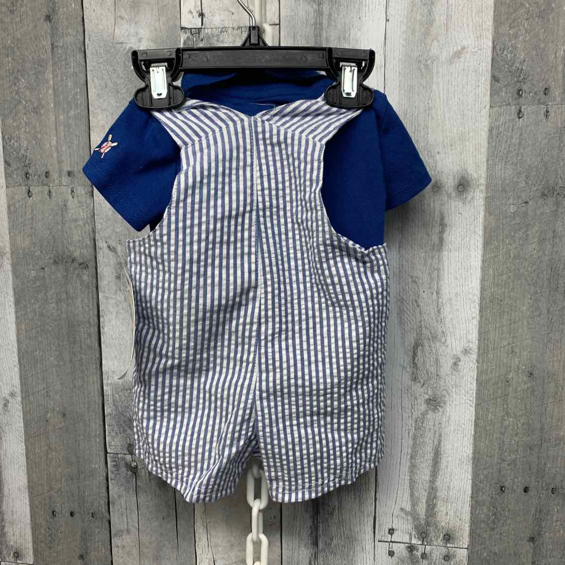 Size 3 Months Navy Striped Little Me Shirt/Shorts