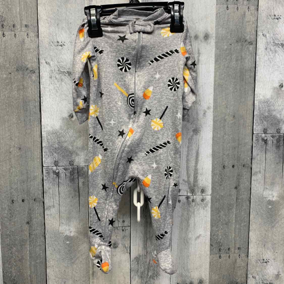 Size 3-6 Months Gray Print Holiday Brands Footy PJs