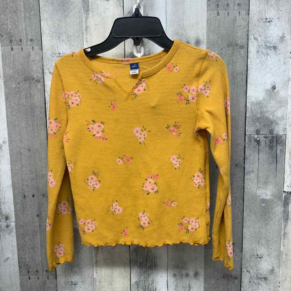 Size 10/12 Yellow Floral Print Old Navy Long Sleeve Shirt