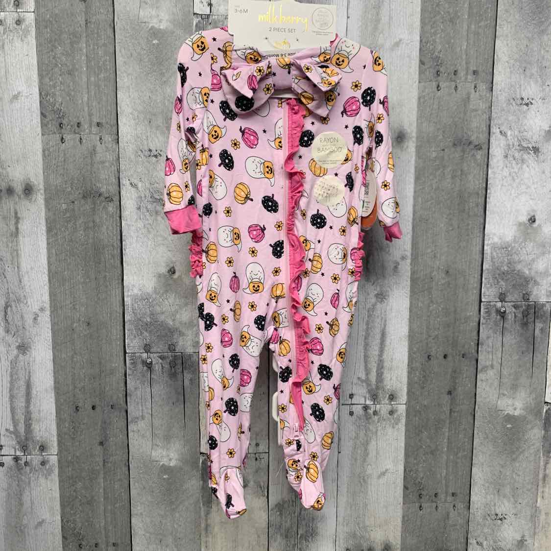 Size 3-6 Months Pink Print Name Brand Footy PJs