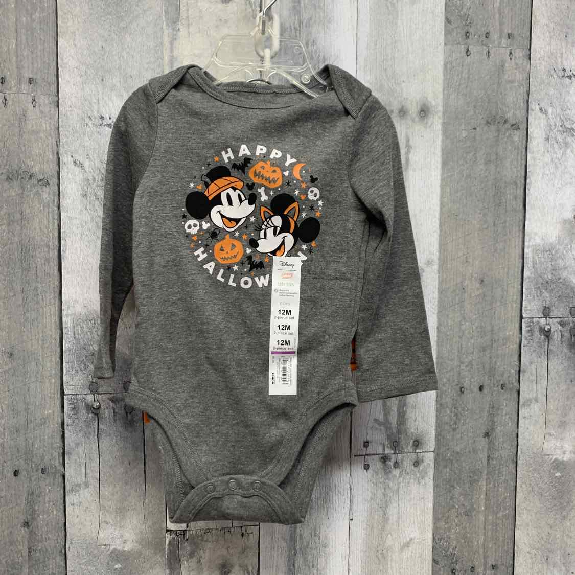Size 12 Months Gray/Orange Disney Shirt/Pants
