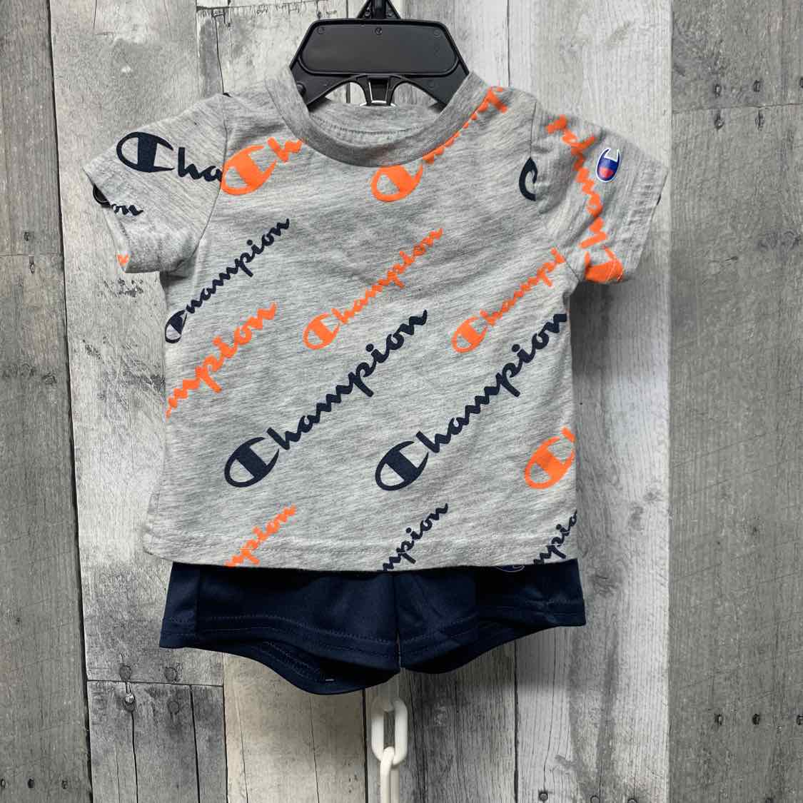 Size 0-3 Months Gray/Navy Champion Shirt/Shorts