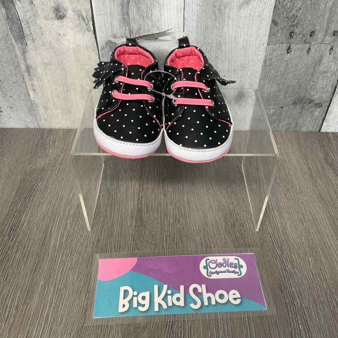 Size 3-6 Months Black/Pink Child of Mine Soft Sole Shoes