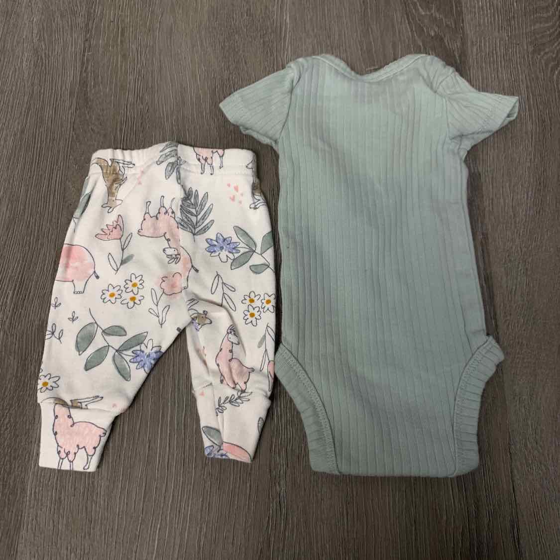 Size Preemie Green/White Just One You Shirt/Leggings