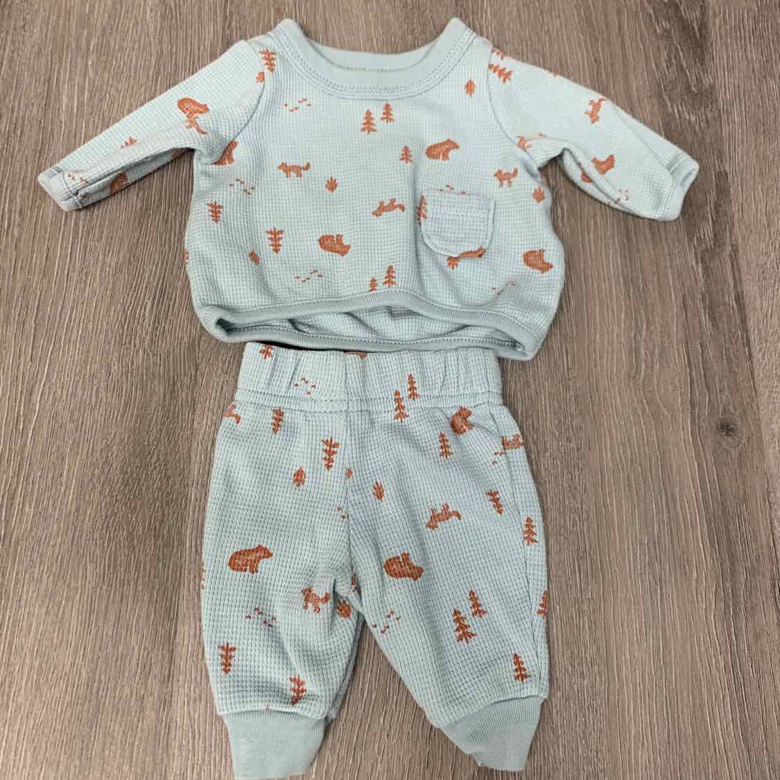 Size Preemie Blue/Brown Child of Mine Shirt/Pants