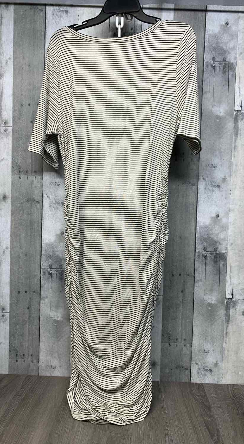 Size XL Black Striped Motherhood Dress - Short Sleeve