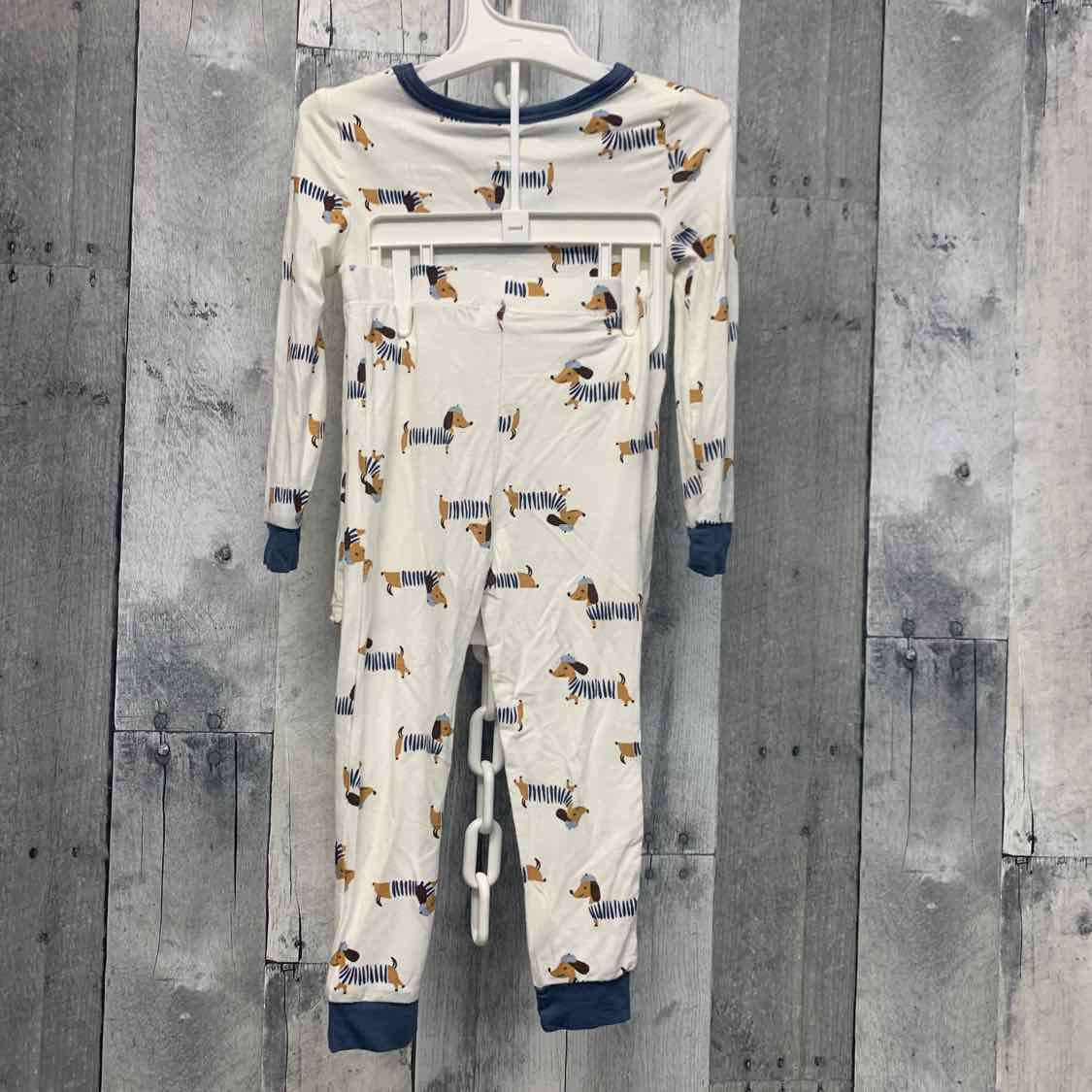 Size 12 Months White/Blue Bamboo 2pc PJs