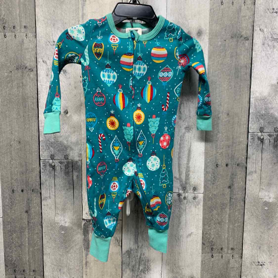 Size 3-6 Months Teal Print Lands' End Footy PJs