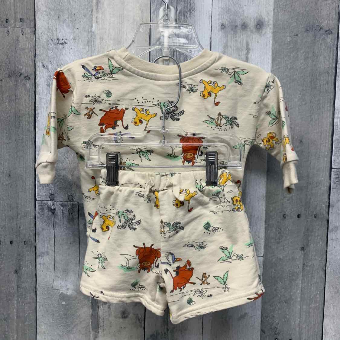 Size 3-6 Months Tan Print Disney Shirt/Shorts - OodlesCB