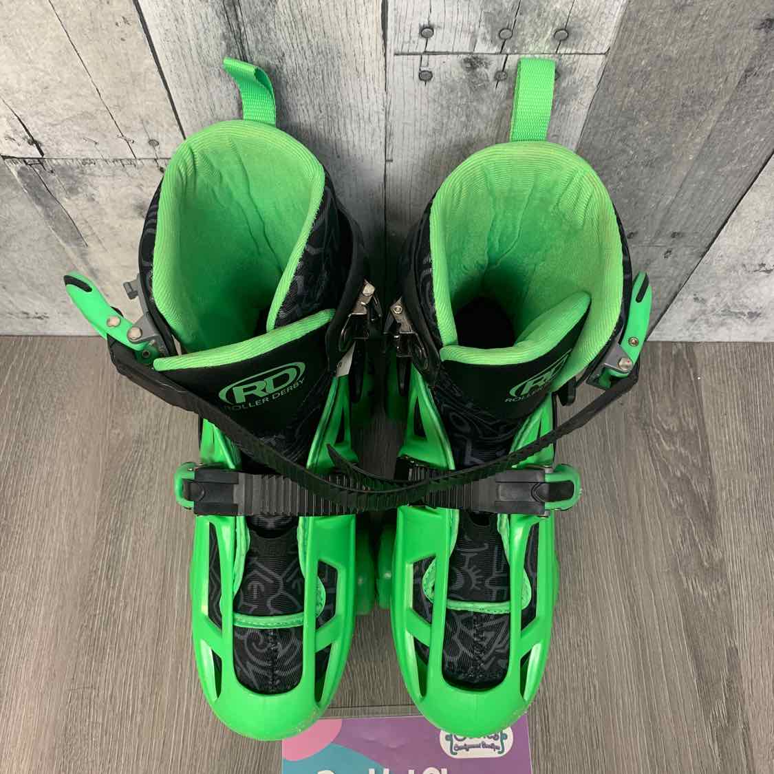 Size 3/6 Green/Black Roller Derby Skates