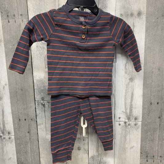 Size 6 Months Gray Striped Just One You Shirt/Pants