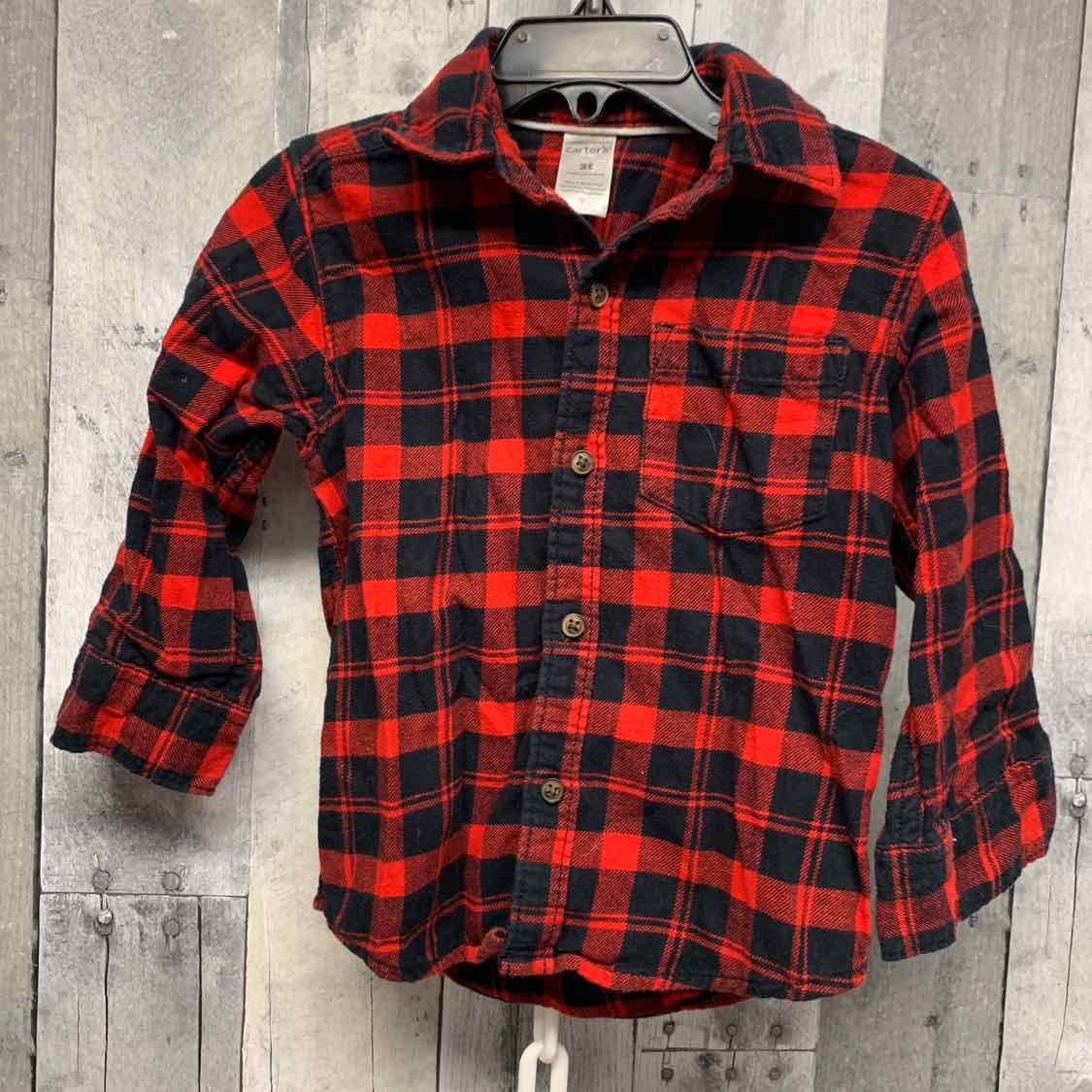 Size 2T Red/Black Carter's LS Button Up