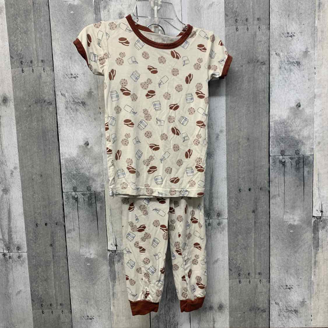 Size 2T Ivory/Brown Bamboo 2pc PJs