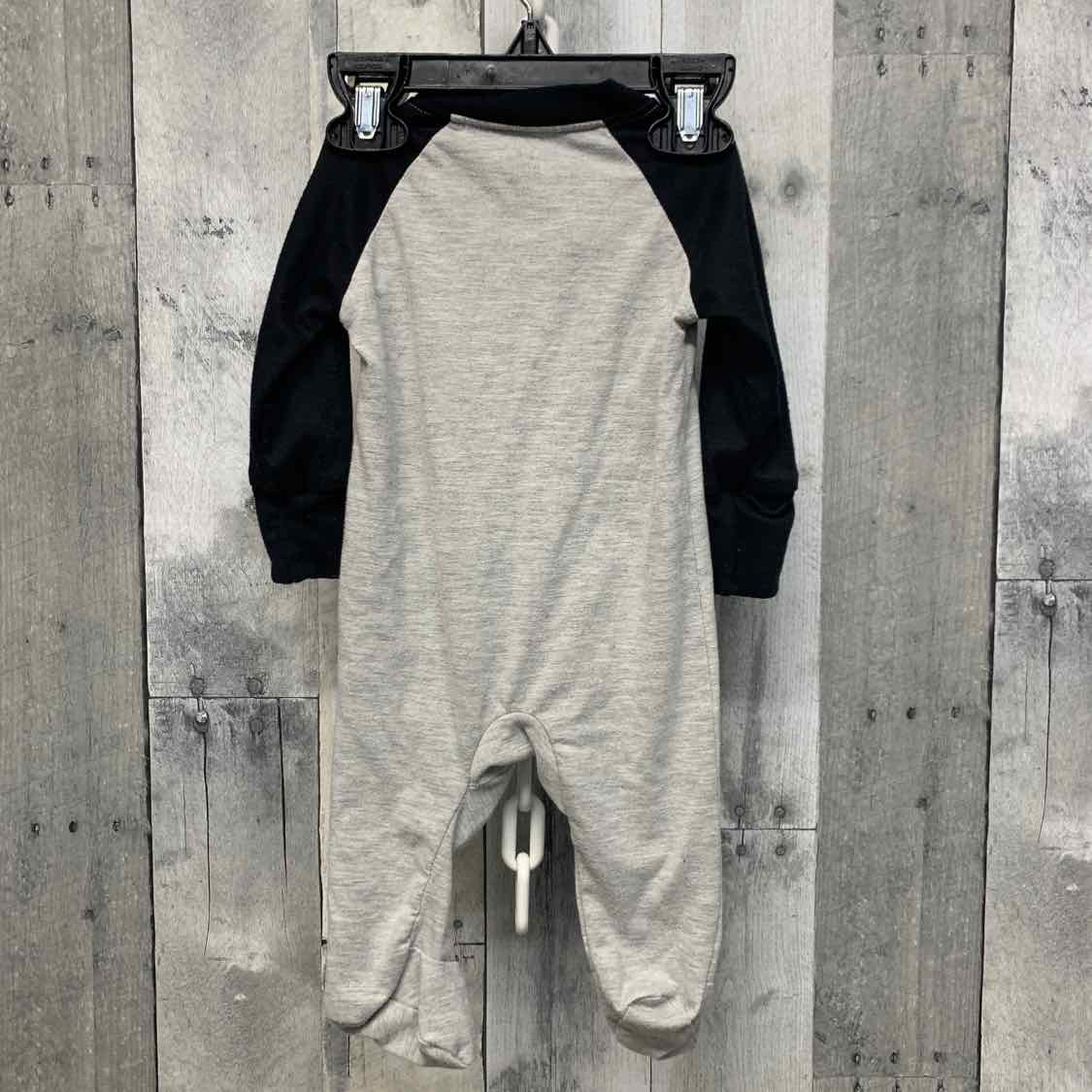 Size 0-3 Months Gray/Black Sport Brand Footy PJs - OodlesCB