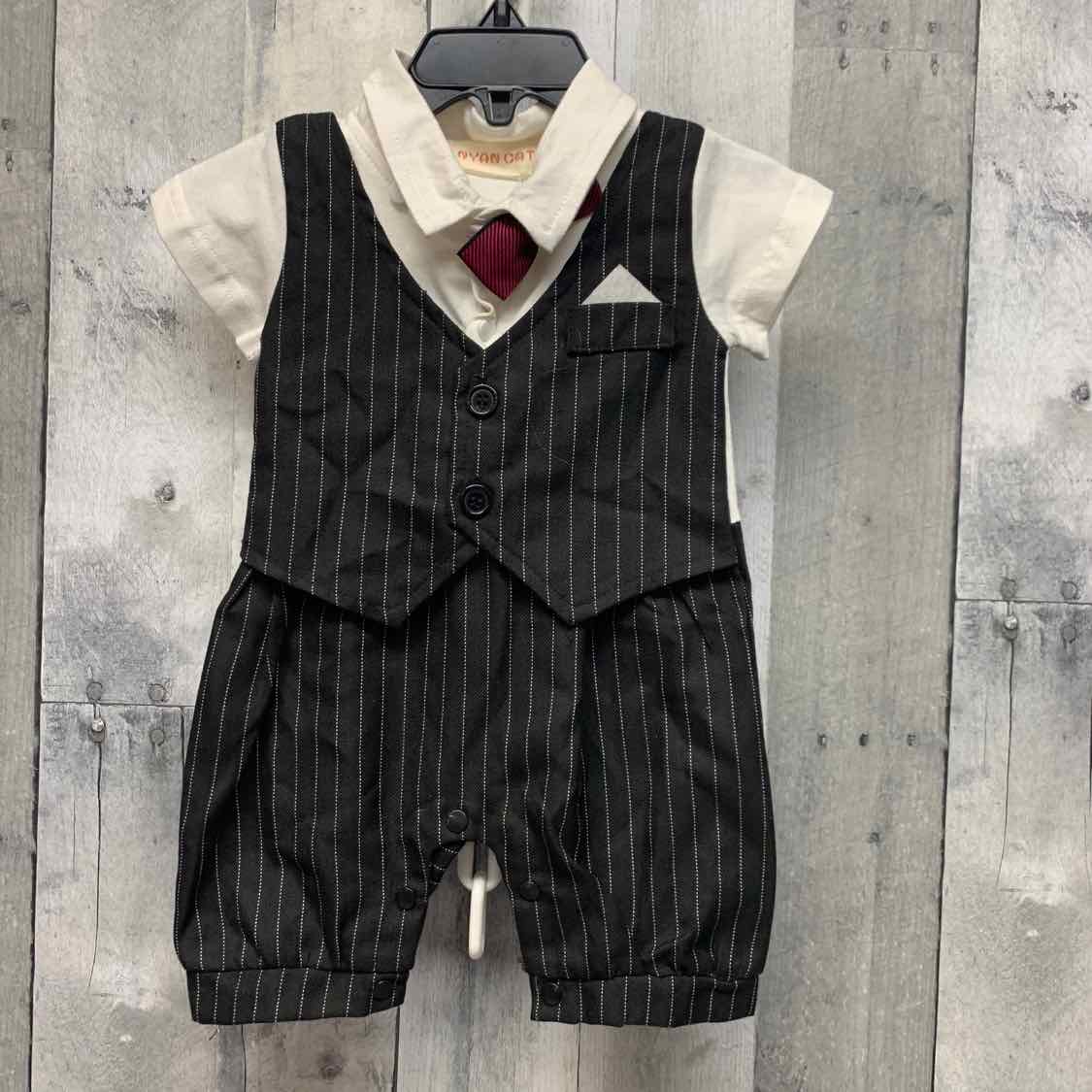 Size 6 Months White/Black B Brand Romper