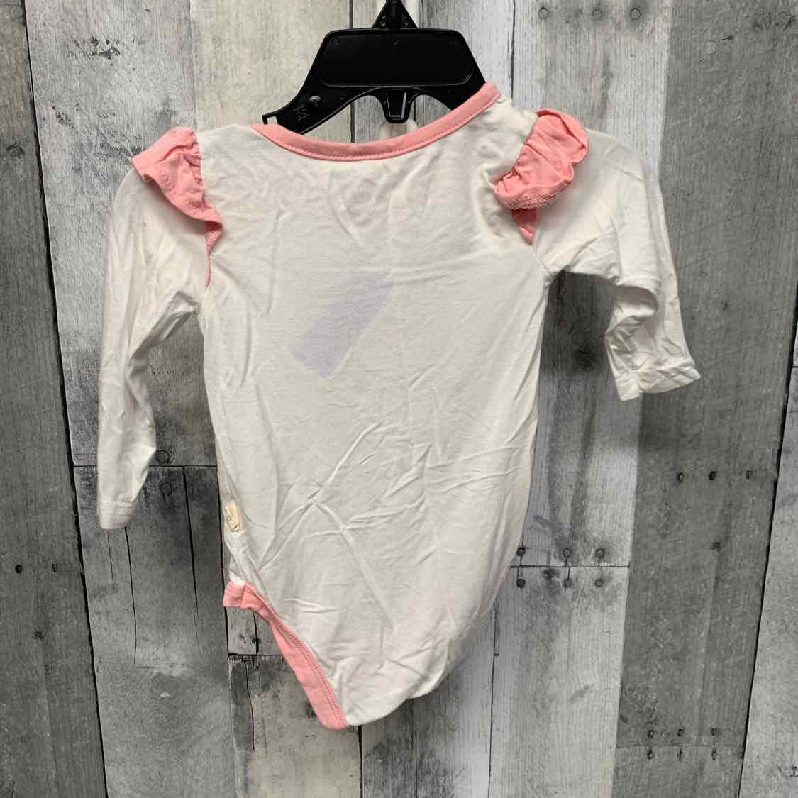 Size 3-6 Months White/Pink Boutique Brand Bodysuit