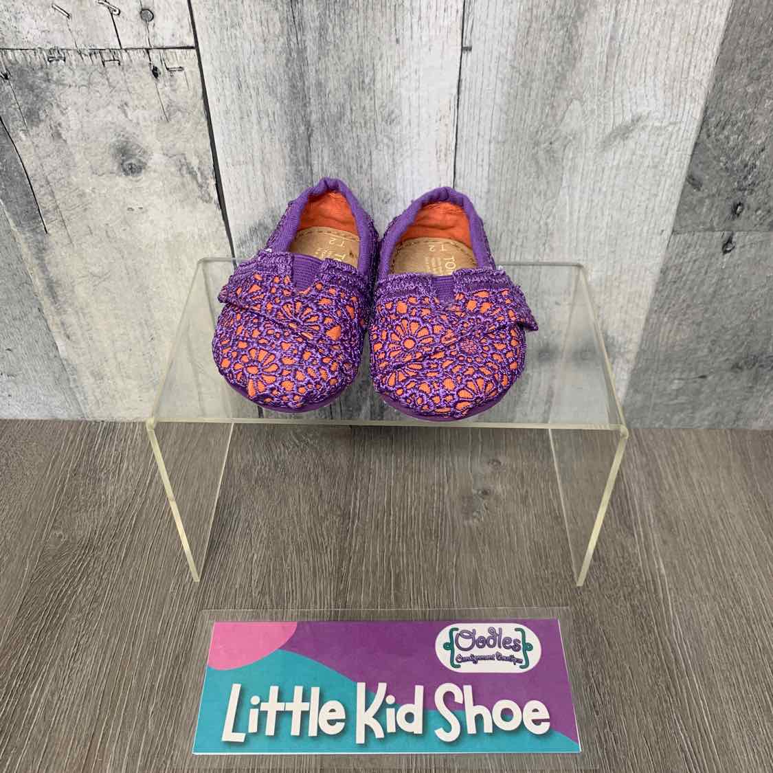 Size 2 Purple/Coral Toms Sneakers