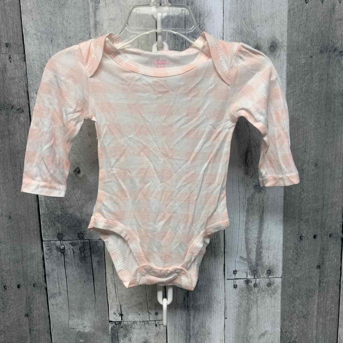 Size 0-3 Months Pink/White Bamboo Bodysuit