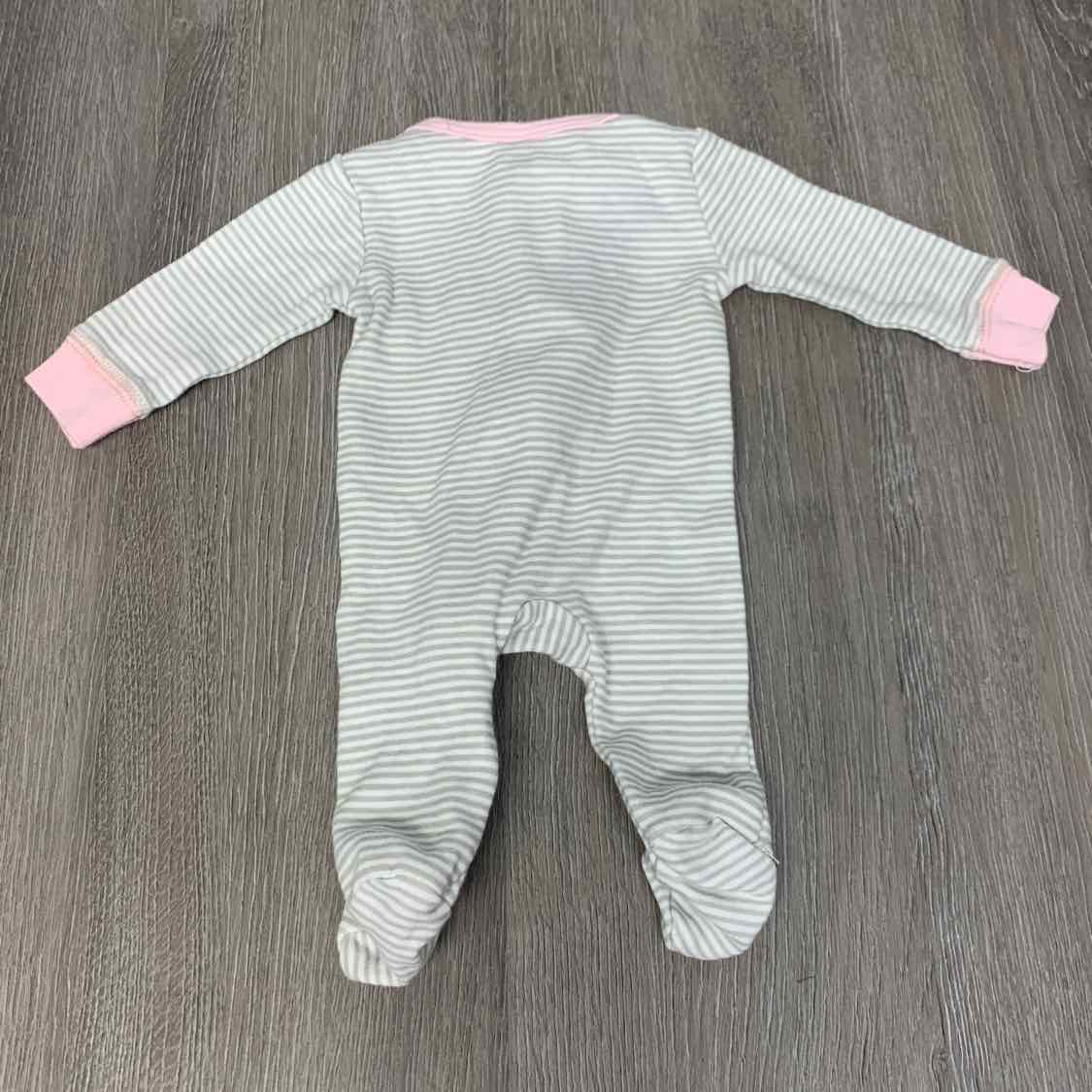 Size Preemie White Striped B Brand Footy PJs