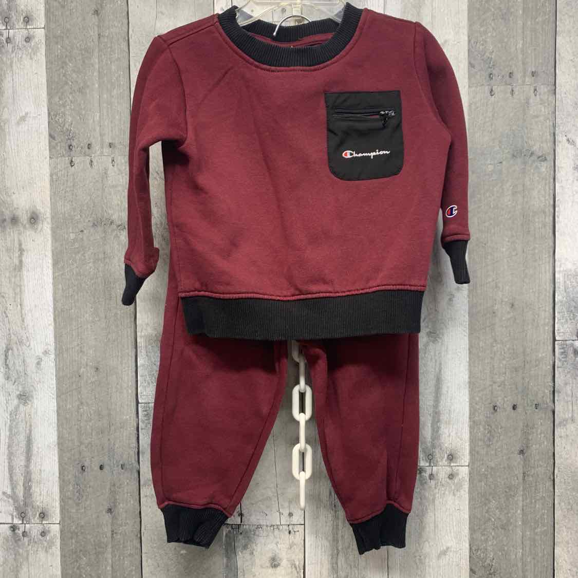 Size 2T Burgundy/Black Champion Sweats - 2pc