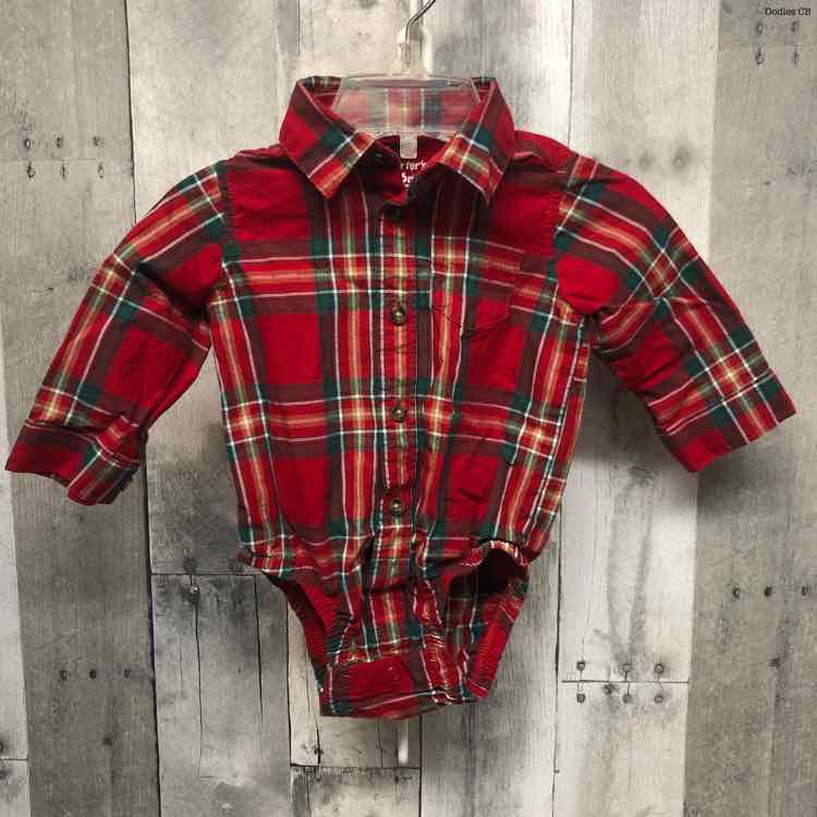 Size 6 Months Red Plaid Carter's Bodysuit