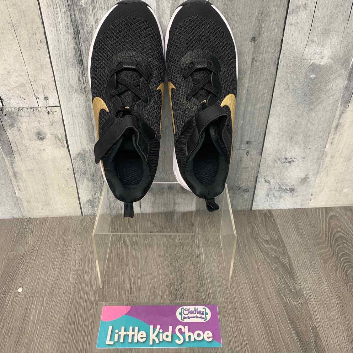 Size 3 Black/Gold Sport Brand Sneakers