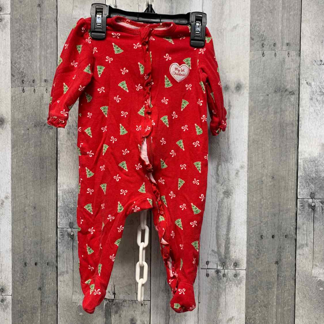 Size 6 Months Red Graphic Little Me Footy PJs
