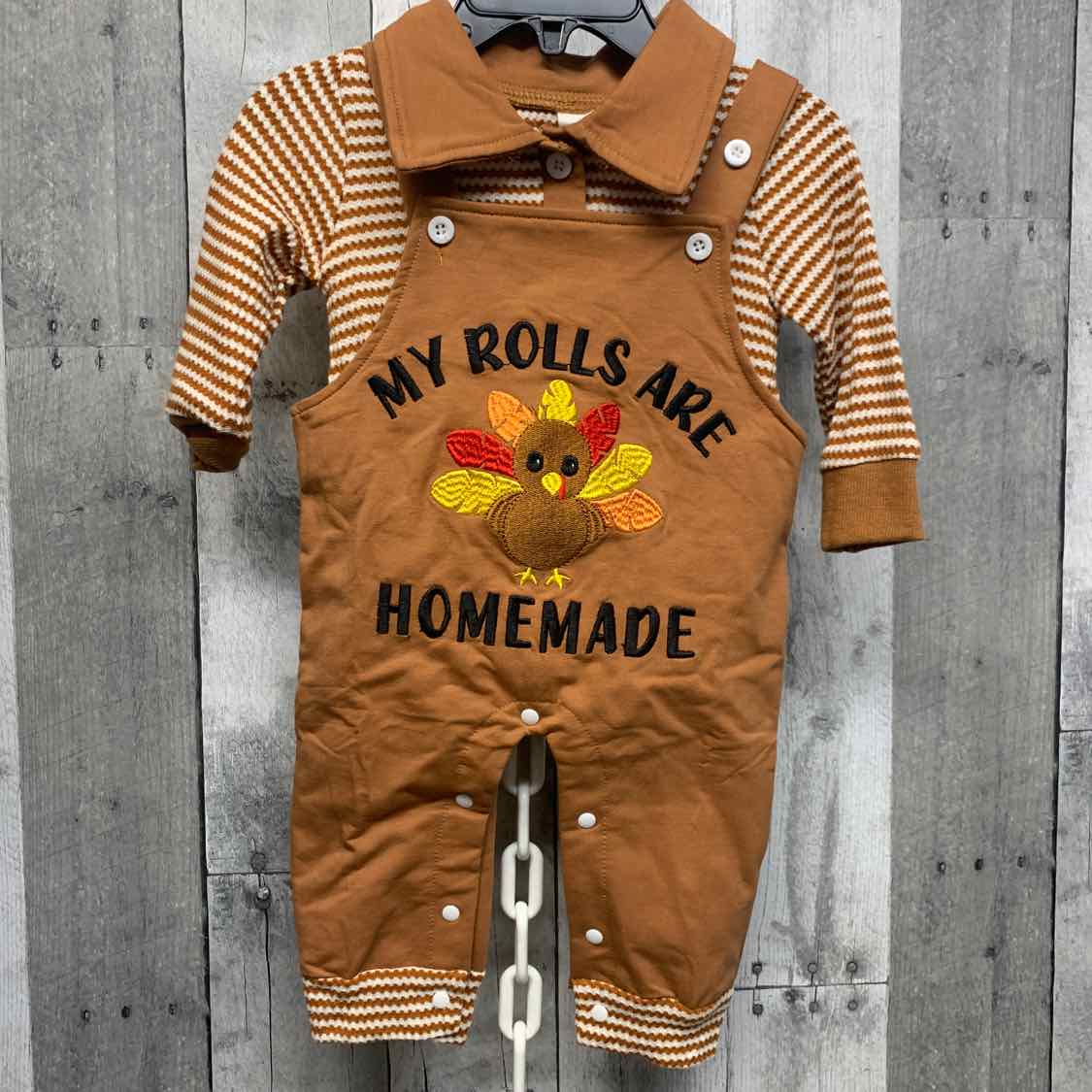 Size 0-3 Months Brown Striped Mid Brand Shirt/Pants