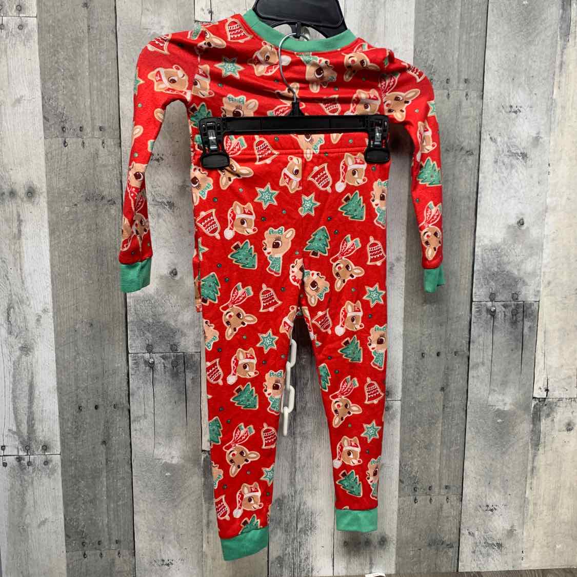Size 4T Red Print Holiday Brands 2pc PJs
