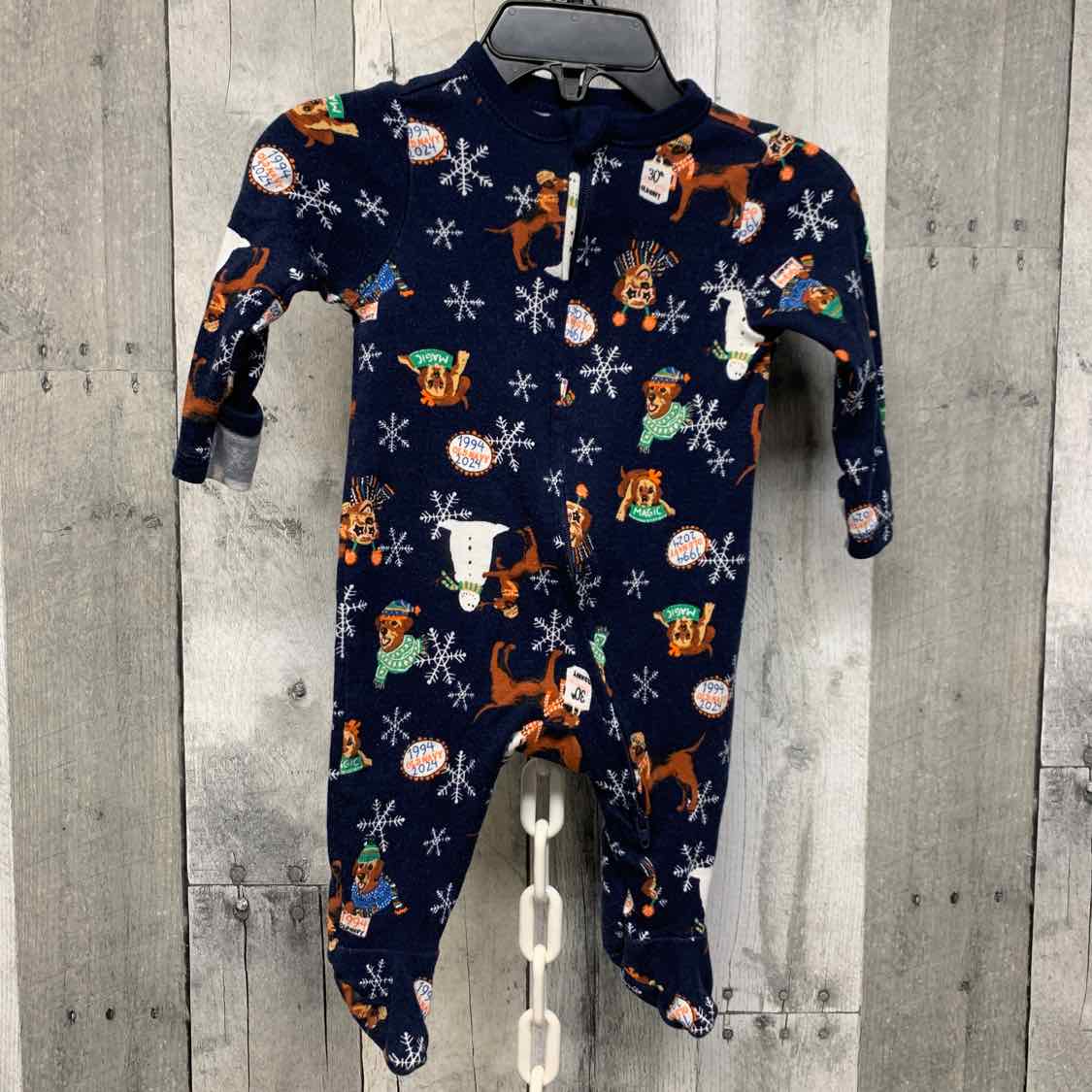 Size 0-3 Months Navy Print Old Navy Footy PJs