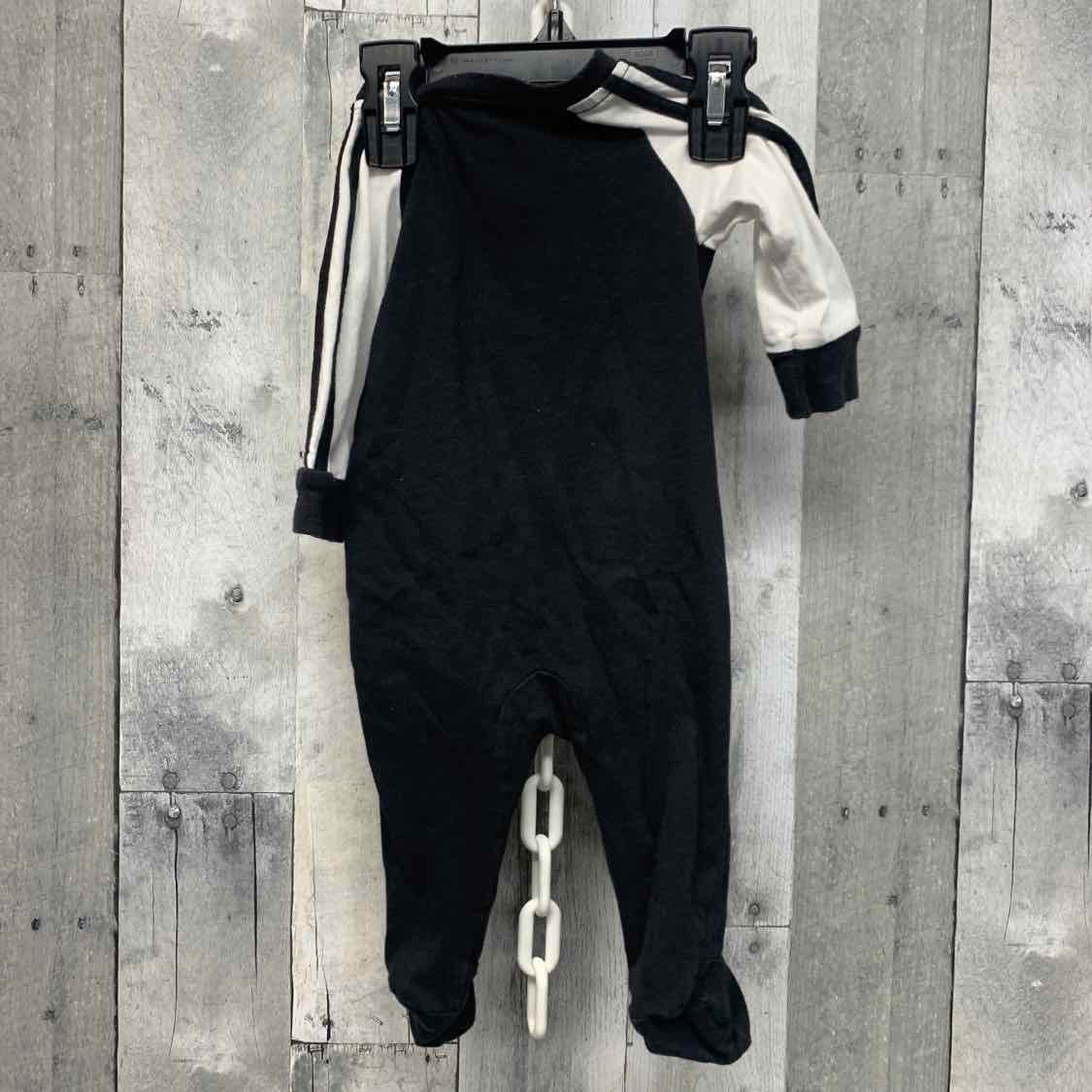 Size 3 Months Black/White Sport Brand Footy PJs