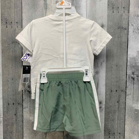 Size 12 Months White/Green Sport Brand Shirt/Shorts - OodlesCB