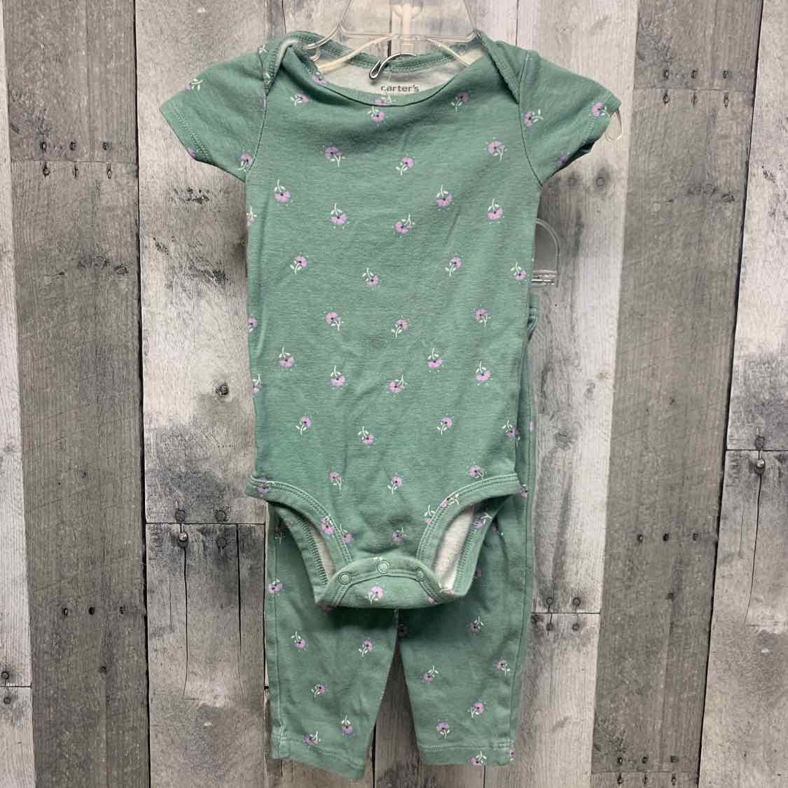 Size 12 Months Green/Purple Just One You Shirt/Leggings