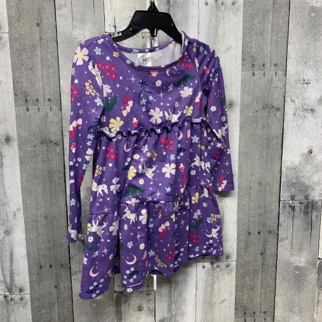 Size 3T Purple Print Members Mark LS Dress